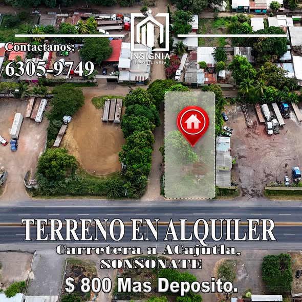 Terreno en Alquiler Frente a Carretera hacia Sonsonate o Acajutla